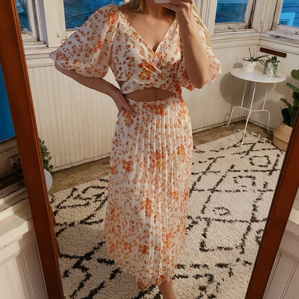 ASOS puff sleeve tie dress